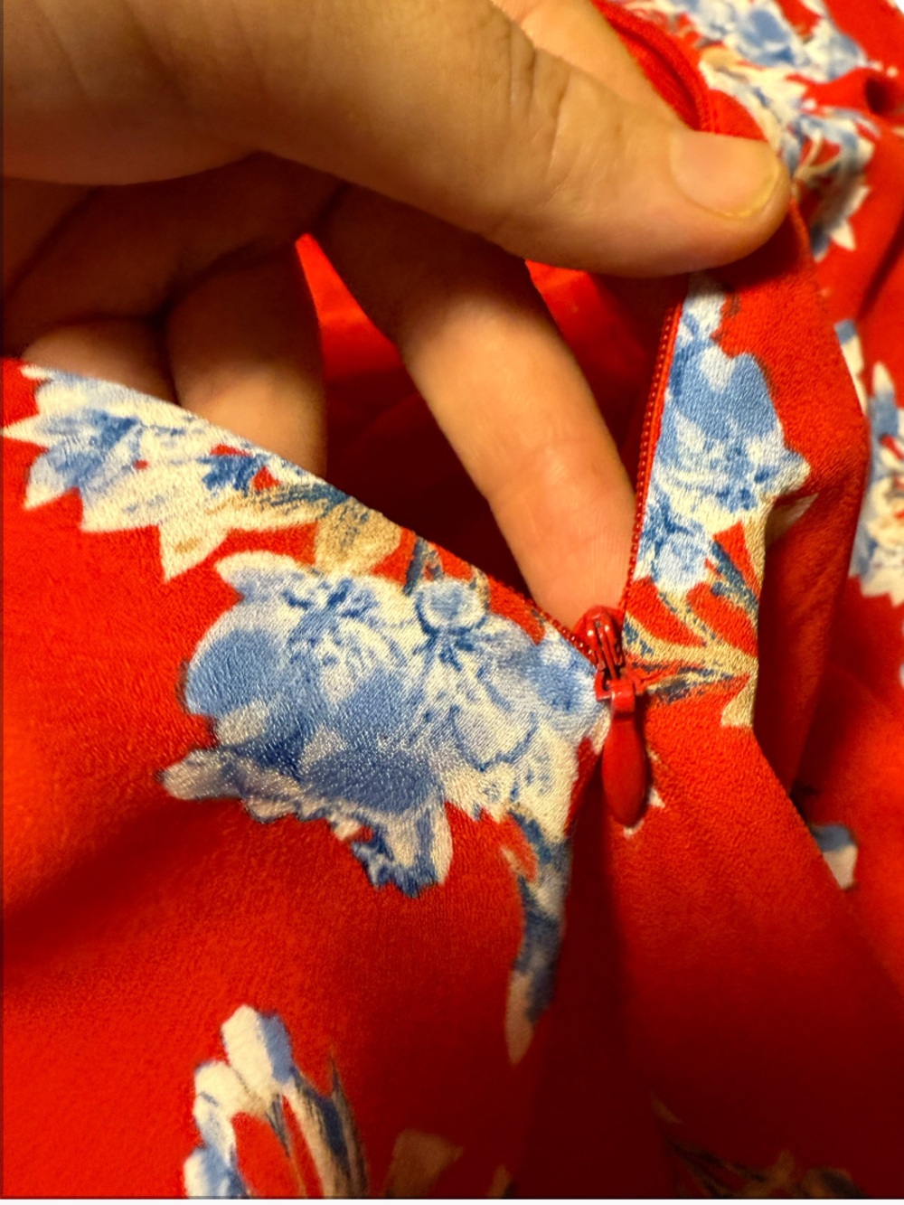 Lush Red Floral Maxi dress  with Blue Accent Flowers size XS in excellent condit - Picture 15 of 16